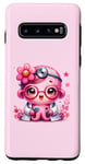 Coque pour Galaxy S10 Fond rose avec jolie pieuvre Docteur en rose