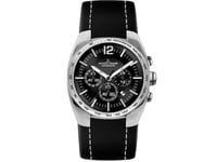 Jacques Lemans klockarmband 1-1688 / 1-1688a Läder Svart 24mm + sömmar vitt
