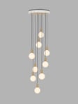Tala Oak Nine Pendant Cluster Ceiling Light with Sphere IV ES LED Dim to Warm Globe Bulbs, White