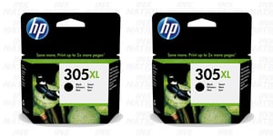 2x Original HP 305XL Black Ink Cartridges For DeskJet 2724 Inkjet Printer