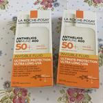2 x 50ml La Roche-Posay Anthelios SPF50+ Invisible Fluid Sun Cream Expiry 2026