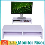 White Computer Desktop Monitor Stand Laptop TV Display Screen Riser Shelf UK