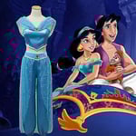 Aladdin Jasmine Prinsessdräkt Maskerad Karnevaler Halloween Party Kläder_y Szx (L)