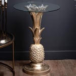 Modern Round Gold Metal Glass Pineapple Side End Coffee Table (H19992) ** Full Ranges of Matching Furniture are Available**