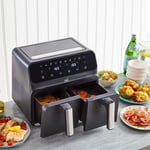 Neo Black Dual Twin Zone Double Drawer Glass Window Electric Air Fryer 8.5L Oven