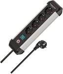 Brennenstuhl Premium Alu-Line 4-Way Power Strip/Power Strip Made of High-Quality Aluminium (Multiple Socket with Switch and 1.8 m Cable, Made in Germany)