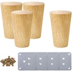 Petites Ecrevisses - Lot de 4 Pieds de Table en Bois Massif Pieds pour Meubles Canapé Lit avec Plaques de Montage et Vis - 10cm