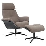 Nordic Furniture Group Falcon Hellegjerde fåtölj med pall tyg taupe/ek svart och ben metall