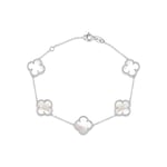 Lykka Symbols fyrklöver pärlemor silverarmband 17+3cm
