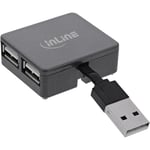 InLine® Hub USB 2.0 à 4 Ports, connecteur USB-A vers 4 Ports USB-A Femelle, câble de 4 cm, carré, Noir