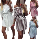 Autumn Sexy Off Shoulder Dress Women Casual White S