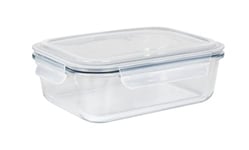 WENKO Boîte de conservation fraicheur Pacu 1,5 l en verre, étanche, avec couvercle et joint en silicone pour conserver hermétiquement au réfrigérateur, compacte, empilable, 23 x 7,5 x 17 cm