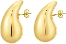 Kvinnors örhängen Water Drop Guldpläterade och Silver Rostfritt stål Hoop Örhängen Hypoallergena örhängen Smycken Present för kvinnor Flickor