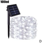 100led Solar String Lights Waterproof Copper Wire Fairy Outdoor D White