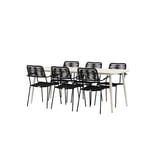 Venture Home Matgrupp Lina med 6 Lindos Stolar Dining Table - Beige 200*90 _1+ Armchair Bla GR22729