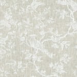 Textiles français The Regal Birds fabric - White on a natural linen base cloth | 100% Linen Designer Print | 150 cm (59 inches) wide | Per metre length increment*
