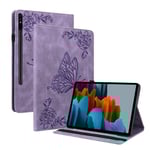 Samsung Galaxy Tab S7 Fodral med fjärilar, Lila