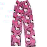 Hello Kitty Flanell Pyjamas Mjuka Kawaii Pyjamas Hembyxor Cartoon Casual Anime Bekväma Höst- och Vintervarma Pyjamas Casual Byxor pink XXL