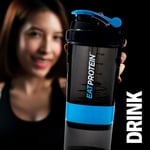 EatProtein 500ml Protein Shaker Bottle - 2 Detachable Powder Containers