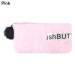 Plush Pencil Case Pen Bag Square Pink