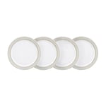 Denby - Natural Canvas Medium Plates Set of 4 - Beige White Glaze Dishwasher Microwave Safe Salad Lunch Crockery 23cm - Ceramic Stoneware Tableware - Chip & Crack Resistant