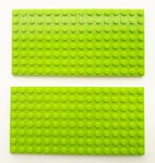 2 x LEGO 8x16 LIME Plate Baseplate Base - 8x16 STUDS (PINS)  - Brand New