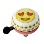 Widek Smiling Face with heart eyes emoji bell, a large (80mm) bicycle bell with a loud, clear ring. Big bold emoji bell