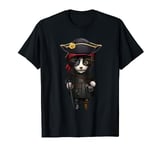 Pirate Cat Funny Kitten Eye Patch Hook Jolly Roger Flag T-Shirt