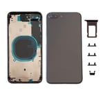Smartex® Glass Rear Housing + Frame compatibile with iPhone 6S | Back Cover Housing with frame and side key (Space grey)