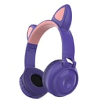 Huikanga Cat Ear Bluetooth Headset Headset Wireless Luminescence Cute Cat Ear LED Breathing Light (Color : Purple)