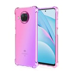 GOGME Case for Xiaomi Mi 10T Lite 5G Case, Gradient Color Ultra-Slim Crystal Clear Anti Smudge Silicone Soft Shockproof TPU + Reinforced Corners Protection Phone Cover (Pink/Purple)