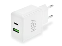 KEY Power Wall Adapter USB-A/C 20W White