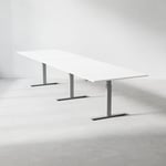 Konferensbord Modul - Höj- och sänkbart, Storlek 360 cm, Färg Vit, Ben Silver