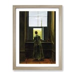 Friedrich Caspar David Woman At A Window Classic Painting Framed Wall Art Print, Ready to Hang Picture for Living Room Bedroom Home Office Décor, Oak A3 (34 x 46 cm)