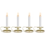 NUPTIO Taper Candle Holder Chamberstick Candlestick Holders, Gold Table Candle Holders for Wedding Party Ceremony, Candlelight Stand for Halloween Christmas Dining Room Decoration Display, 4 Pcs
