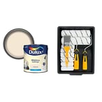 Dulux Matt Emulsion Paint For Walls And Ceilings - Magnolia 2.5 Litres & Coral 10501 Paint Kit with Headlock and Mini Roller Frame and Hybrid Brush, Set of 12 Pieces