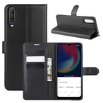 LMFULM® Protective Case for LG K51 / K500 (6.5 Inch) PU Leather Case Magnetic Wallet Case Litchi Stent Function Flip Case Cover Black