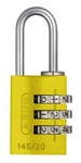 ABUS combination lock 145/20 yellow - Luggage lock, locker lock and much more. - Aluminium padlock - individually adjustable combination code - ABUS security level 3