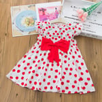 HINK Baby Dressing Gown,Toddler Kids Baby Girls Casual Bowknot Fruit Print Dress Party Princess Outfits 18-24 Months Red Girls Dress & Skirt For Baby Valentine'S Day Easter Gift