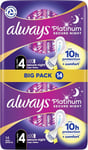 Always Platinum Secure Night (Size 4) Sanitary Towels With Wings 56 Pads, Alway