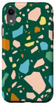 Coque pour iPhone XR Terrazzo Carrelage abstrait rose corail vert rétro années 60