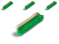 Brosse à laver et récurer PPL vert | Lot de 3 | Monture bois | Nettoyage, brossage pont mur sol carrelage | Cuisines, salles de bain | Kibros 1015Vcx3