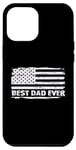 Coque pour iPhone 13 Pro Max Best Dad,Ever Distress Us American Flag Men Fathers Day Tee