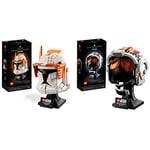 LEGO 75350 Star Wars Clone Commander Cody Helmet Collectible Set for Adults & 75327 Star Wars Luke Skywalker Red 5 Helmet Set, Buildable Collection Display Model, Collectible Decor for Adults