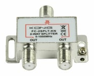 Konig 2-way CATV F-splitter tv aerials satellites freesat freeview sky 5-1000MHz