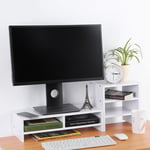 Computer Laptop Monitor Riser Stand Desktop Wooden Storage Organizer DTS UK