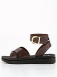 V by Very Comfort Wide Fit Croc Ankle Strap Comfort Sandal, Chocolate, Size 8Ee, Women