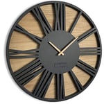 FLEXISTYLE - Grande Horloge Murale sans Bruit de tic-tac - Roman Loft - Noir - 50 cm - pour Le Salon, la Chambre - Fabriquée en UE