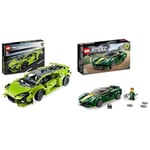 LEGO 42161 Technic Lamborghini Huracán Tecnica Toy Car Model Kit & Speed Champions Lotus Evija Race Car Toy Model for Kids, Collectible Set with Racing Driver Minifigure 76907