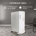 Electric Oil Filled Radiator 2500W 11 Fin Portable Heater with 24H Timer White